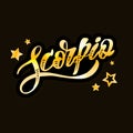 Scorpio lettering Calligraphy Brush Text horoscope Zodiac sign Royalty Free Stock Photo