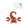 Scorpio - sign of zodiac, cute cartoon character. Vector flat illustration. Royalty Free Stock Photo