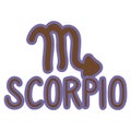 Scorpio star sign zodiac symbol clip art. Mystic esoteric astrological sign. Magic horoscope illustration doodle in flat colour. Royalty Free Stock Photo