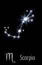 Scorpio stellar sign. Zodiac constellation in dark space