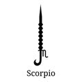 Scorpio Sword Icon. Silhouette of Zodiacal Weapon. One of 12 Zodiac Weapons. Vector Astrological, Horoscope Sign. Zodiac Symbol. Royalty Free Stock Photo