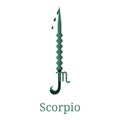 Scorpio Sword. Zodiac Sign. Flat Cartoon Zodiacal Weapon. One of 12 Zodiac Weapons. Vector Astrological, Horoscope Sign. Vector Royalty Free Stock Photo