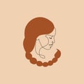 Scorpio woman astrological sign. Beautiful girl in flat line art style