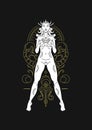 Scorpio woman goddess mythology zodiac astrology line art deco silhouette vector illustration