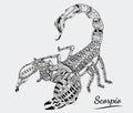 Scorpio zentangle of zodiac.