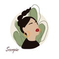 Scorpio zodiac as fashionable woman. Female astrological horoscope sign illustration