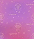 Scorpio Zodiac Background Seamless Pattern. Golden Astrology Signs Royalty Free Stock Photo