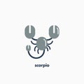 Scorpio zodiac sign, astrological, horoscope symbol. Flat icon. Vector illustration Royalty Free Stock Photo