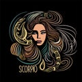 Scorpio Zodiac sign beautiful girl vector art.