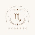 Scorpio. Zodiac sign in boho style. Astrological icon isolated on white background. Mystery and esoteric. Horoscope logo Royalty Free Stock Photo