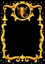 Scorpio zodiac sign with golden frame. Horoscope symbol. Royalty Free Stock Photo