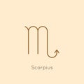 Scorpio Zodiac sign Icon in a Minimal Linear Style. Vector Horoscope Symbol for Astrology, Calendar, Tattoo, print Royalty Free Stock Photo