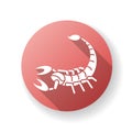 Scorpio zodiac sign red flat design long shadow glyph icon