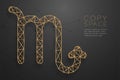 Scorpio Zodiac sign wireframe Polygon golden frame structure, Fortune teller concept design illustration isolated on black