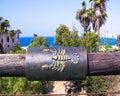 Scorpio zodiac sign on the Wishing Bridge. Jaffa.