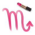 Scorpio Zodiac sign write by Lipstick pink color illustration Royalty Free Stock Photo