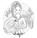 Scorpio zodiac sign young woman motorcyclist