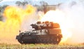 Scorpion light tank in explosion