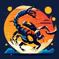 Scorpion on the moon. Vector illustration in flat style. AI generated