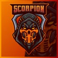 Scorpion Ninja mascot esport logo design illustrations vector template, Grim reaper Mask logo for team game streamer youtuber