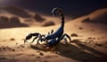 A scorpion is on the sand in the desert Royalty Free Stock Photo