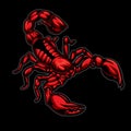 scorpions Red Mascot drawing logo vector illustration 01