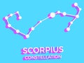 Scorpius constellation 3d symbol. Constellation icon in isometric style on blue background. Cluster of stars and galaxies. Vector