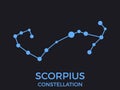 Scorpius constellation. Stars in the night sky. Cluster of stars and galaxies. Constellation of blue on a black background. Vector Royalty Free Stock Photo