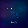 Scorpius sign. Stars map of zodiac constellation on dark blue background. Vector Royalty Free Stock Photo