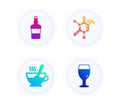 Scotch bottle, Chemical formula and Tea cup icons set. Beer glass sign. Vector Royalty Free Stock Photo