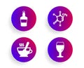 Scotch bottle, Chemical formula and Tea cup icons set. Beer glass sign. Vector Royalty Free Stock Photo