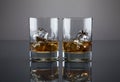 Scotch or bourbon filled glass tumblers