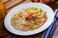 Scotch broth with mutton, pearl barley, vegetable