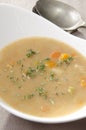 Scotch broth soup with fresh thyme
