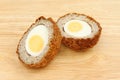 Scotch egg halves Royalty Free Stock Photo