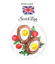 Scotch Egg illustration watercolor Royalty Free Stock Photo