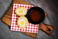 Scotch egg in meat and breaded with hot chili sauce