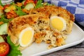 Scotch Egg Quiche With Salad Royalty Free Stock Photo