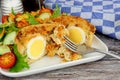 Scotch Egg Quiche With Salad Royalty Free Stock Photo