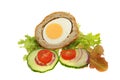 Scotch egg and salad garnish Royalty Free Stock Photo