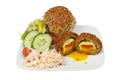 Scotch egg and salad Royalty Free Stock Photo