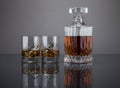 Scotch in a liquor decanter with tumblers