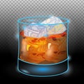 Scotch on rocks transparent Royalty Free Stock Photo