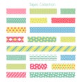 Scotch with trendy geometric pattern. Adhesive tape for scrapbook vector set