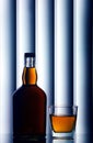 Scotch whiskey bottle and glass Royalty Free Stock Photo