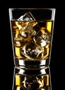 Scotch Whiskey Rocks Cocktail on Black Background Royalty Free Stock Photo