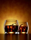 Scotch Whisky, bourbon or rum in a Glass on amber background - 3D Illustration Render Royalty Free Stock Photo