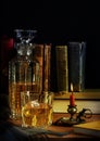 Scotch Whisky Ice with Burning Candle Royalty Free Stock Photo