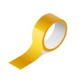 Scotch yellow roll adhesive tape mockup. Sellotape 3d packing vector scotch icon