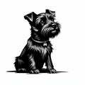 Charming Black And White Pet Terrier Silhouette Illustration